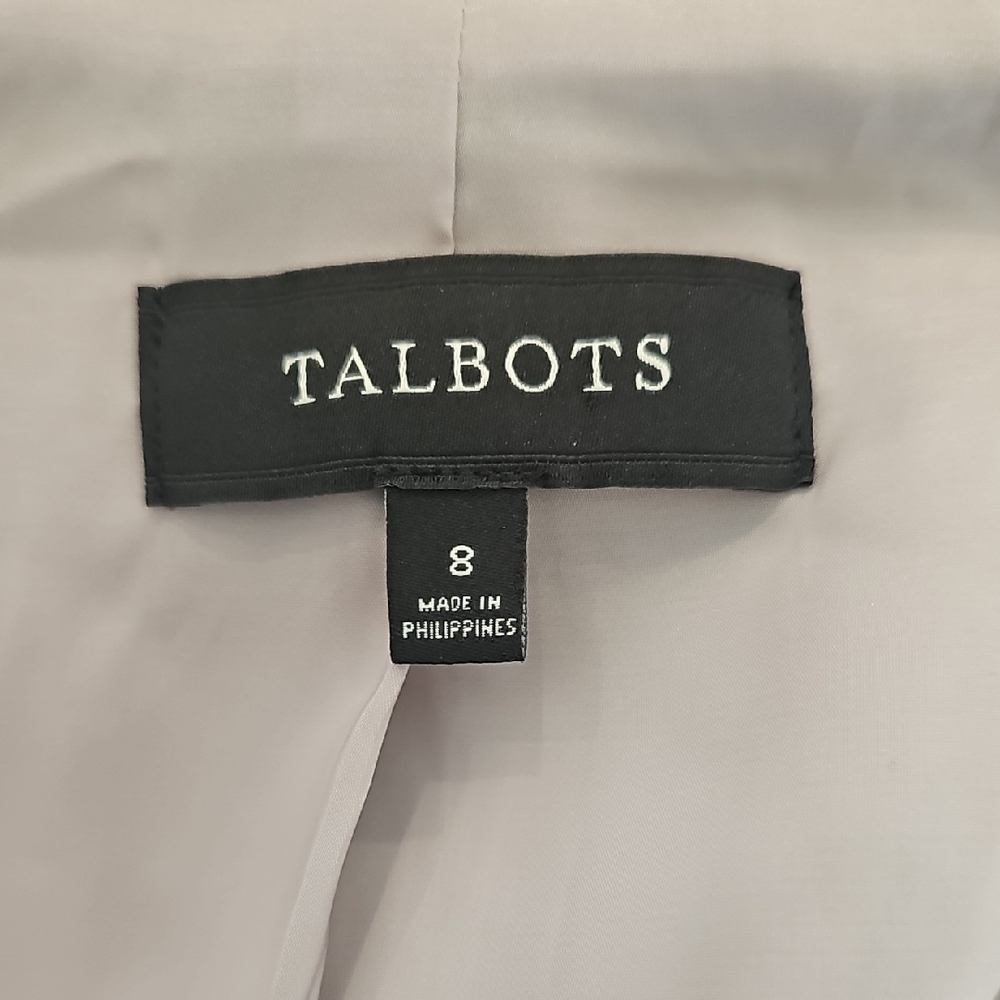 Talbots Pink Pinstripe Tan Blazer Suit Jacket Sz 8 - Picture 6 of 8
